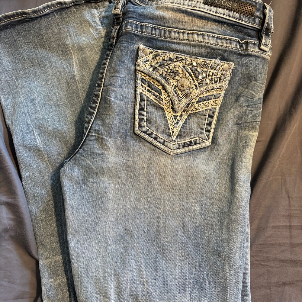 Vigoss Light Blue Boot Cut Jeans with Embellished Back Pocket